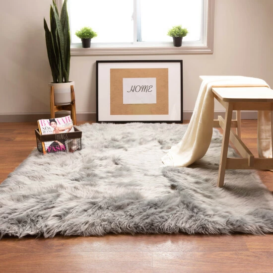 Budget đ Silver Orchid Parrott Faux Fur Sheepskin Area Rug Light Brown đ - Image 2