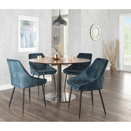 Discount đ Silver Orchid Alba Upholstered Dining Chair With Black Metal Finish - Set Of 2 Blue Corduroy âď¸ - Image 7
