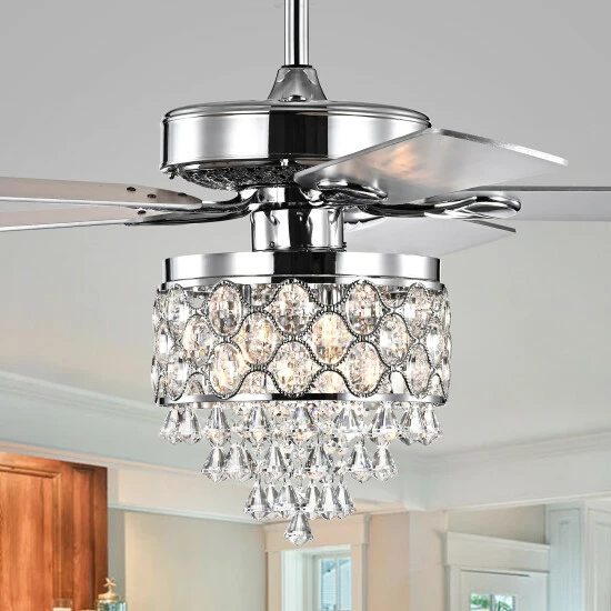 Best Pirce ๐ฅฐ Silver Orchid Minter 52-Inch Lighted Ceiling Fan W/ Crystal Drum Shade ๐