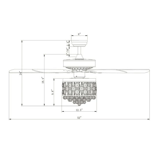 Best Pirce ๐ฅฐ Silver Orchid Minter 52-Inch Lighted Ceiling Fan W/ Crystal Drum Shade ๐ - Image 5