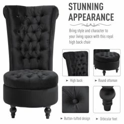 Brand new 🔥 Silver Orchid Hayworth 45" Tufted High Back Black Velvet Accent Chair 😉 -Silver Orchid Shop unnamed file 1014