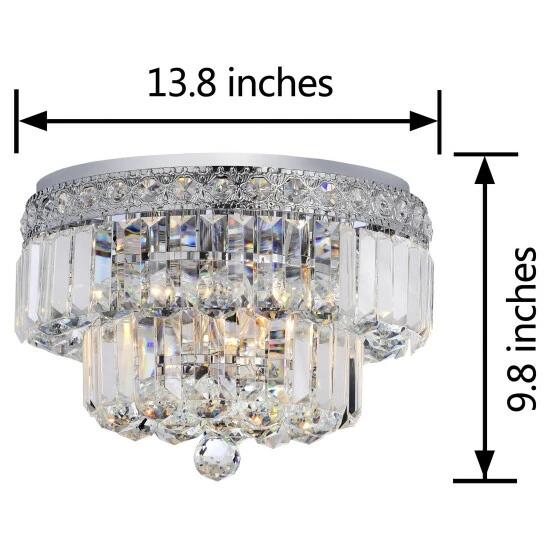 Budget ✔️ Silver Orchid Taylor Chrome Finish Two Tier Crystals Flush Mount Chandelier ✔️ - Image 3
