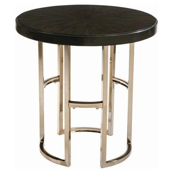 Best Pirce đ Silver Orchid Bevan Dark Brown And Rose Brass Round End Table - 24" X 23" đ - Image 2