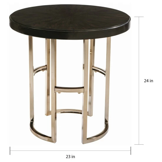 Best Pirce đ Silver Orchid Bevan Dark Brown And Rose Brass Round End Table - 24" X 23" đ - Image 3