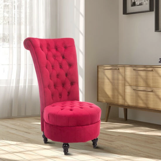 Brand new ๐ Silver Orchid Hayworth 45" Tufted High Back Red Velvet Accent Chair ๐คฉ