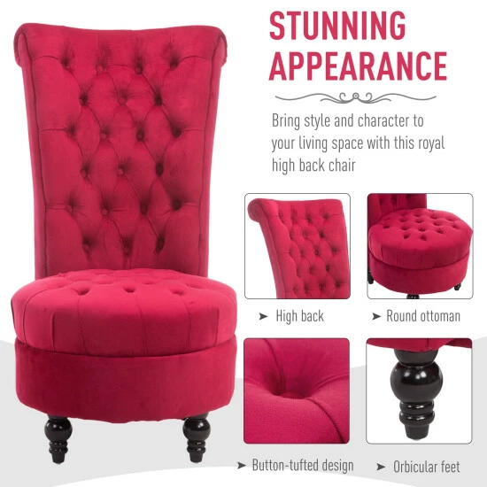 Brand new ๐ Silver Orchid Hayworth 45" Tufted High Back Red Velvet Accent Chair ๐คฉ - Image 4