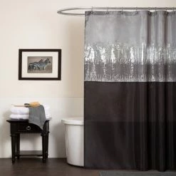 Outlet 😉 Silver Orchid Gregor Abstract Night Sky Two-tone Shower Curtain Navy/white 😍
