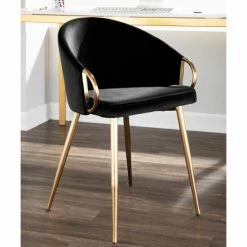 Flash Sale 🧨 Silver Orchid Battista Glam Gold Upholstered Chair - N/A Silver Velvet 😍