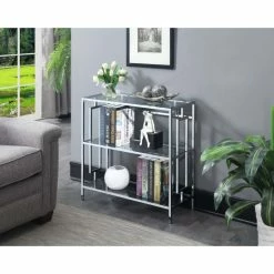 Buy 🤩 Silver Orchid Abeles Square Chrome 3-tier Bookcase 🧨