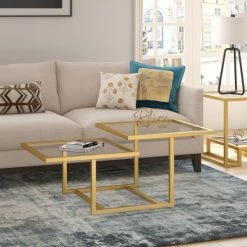 Outlet 🧨 Silver Orchid Solm Two-Tier Gold Coffee Table 💯