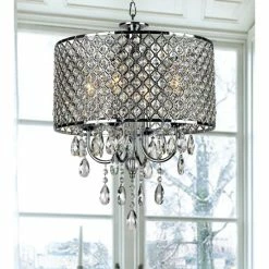 Budget 👍 Silver Orchid Berger Chrome Finish 4-light Round Crystal Chandelier 🔔