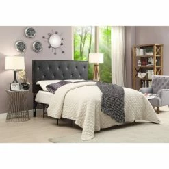 Best Pirce 😍 Silver Orchid Heston Contemporary Crystal Diamond Tufted Black Headboard ✨