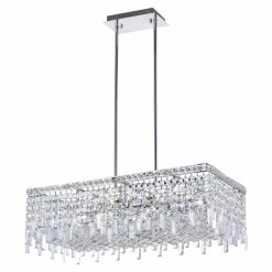 New 🔥 Silver Orchid Armetta 10-light Rectangular Drum Crystal Chandelier With Chrome Finish 🌟