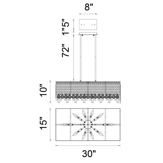 New đĽ Silver Orchid Armetta 10-light Rectangular Drum Crystal Chandelier With Chrome Finish đ - Image 3