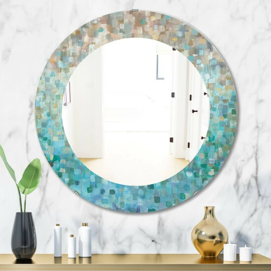 Budget โ Silver Orchid Brian 'Blocked Abstract' Printed Traditional Mirror - Blue ๐