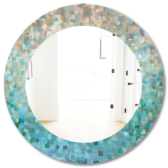 Budget โ Silver Orchid Brian 'Blocked Abstract' Printed Traditional Mirror - Blue ๐ - Image 2