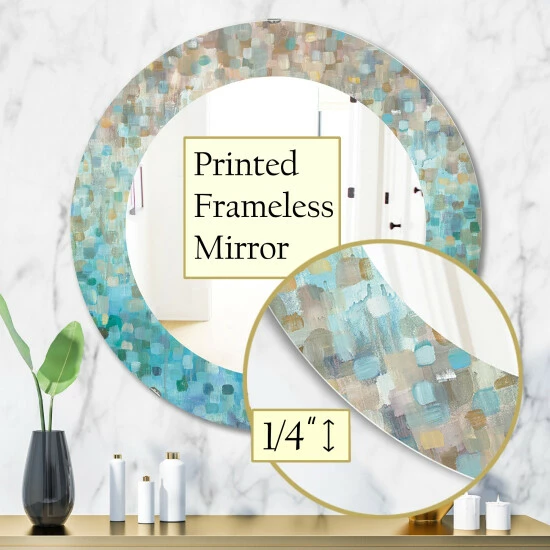Budget โ Silver Orchid Brian 'Blocked Abstract' Printed Traditional Mirror - Blue ๐ - Image 5