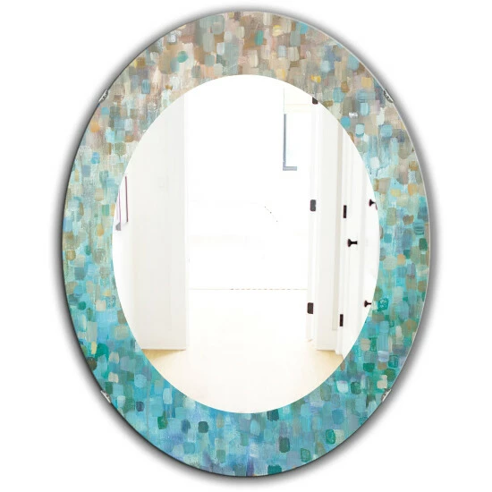 Budget โ Silver Orchid Brian 'Blocked Abstract' Printed Traditional Mirror - Blue ๐ - Image 7