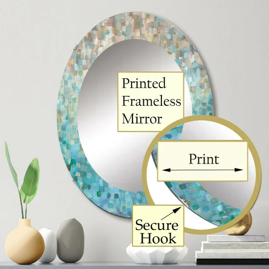 Budget โ Silver Orchid Brian 'Blocked Abstract' Printed Traditional Mirror - Blue ๐ - Image 8