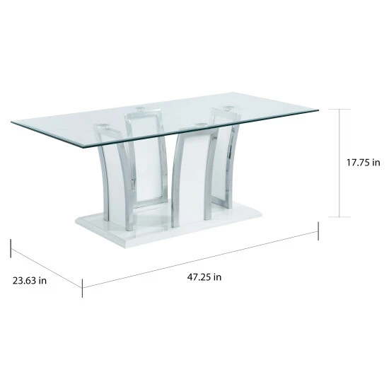 Best Pirce â Silver Orchid McAvory Modern 47-inch 1-shelf Coffee Table Glossy White đ - Image 4