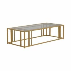 Promo ⭐ Silver Orchid Ferte Matte Brass Coffee Table ⌛