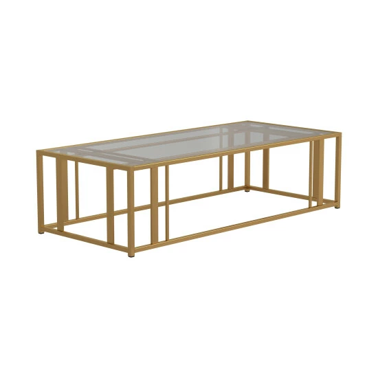 Promo ⭐ Silver Orchid Ferte Matte Brass Coffee Table ⌛
