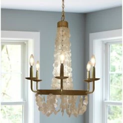 Deals 🎉 Silver Orchid Epstewin Brushed Gold And Capiz Shell Candelabra - 20.75"L X 20.75"W X 27.5"H 🔔