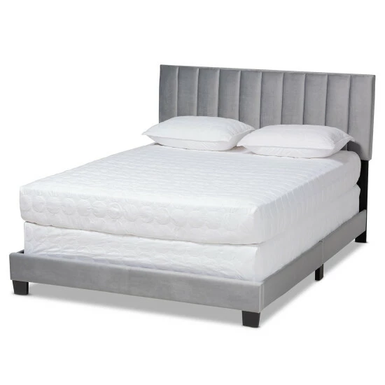 Budget đ Silver Orchid Sten Glam And Luxe Upholstered Panel Bed With Headboard Grey đŻ - Image 3