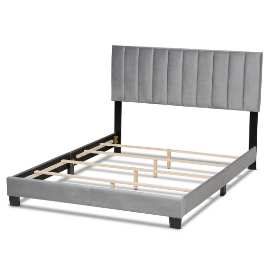 Budget đ Silver Orchid Sten Glam And Luxe Upholstered Panel Bed With Headboard Grey đŻ - Image 5