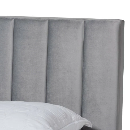 Budget đ Silver Orchid Sten Glam And Luxe Upholstered Panel Bed With Headboard Grey đŻ - Image 6