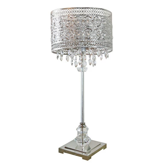Discount đ Silver Orchid Brielle Polished Nickel And Crystal 1-light Buffet Table Lamp - 12.2"L X 12.2"W X 28.75"H đ - Image 3