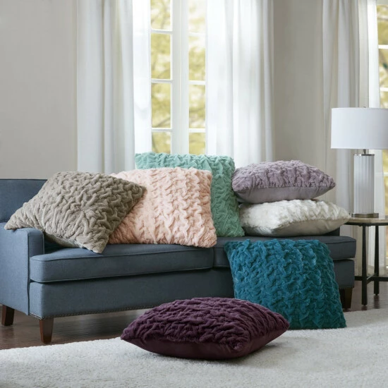 Best reviews of 𼰠Silver Orchid Bachman Ruched Faux Fur Euro Throw Pillow Aqua đ