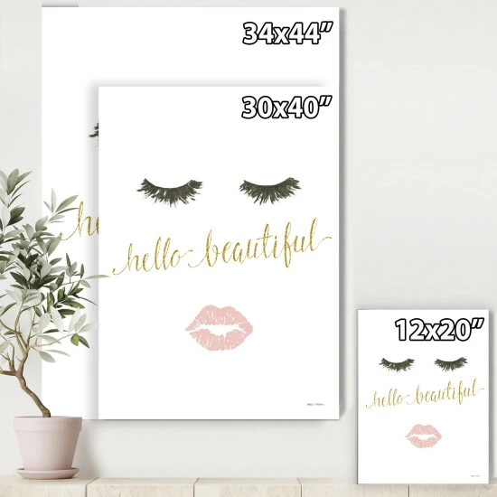 Top 10 ๐ Silver Orchid 'fashion Glam Lips On Gold I' Posh & Luxe Canvas Artwork Print - Pink ๐ - Image 5