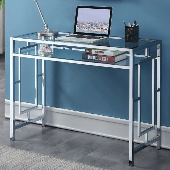 Wholesale đ Silver Orchid Adolfi Square Chrome Desk With Shelf â¤ď¸ - Image 2