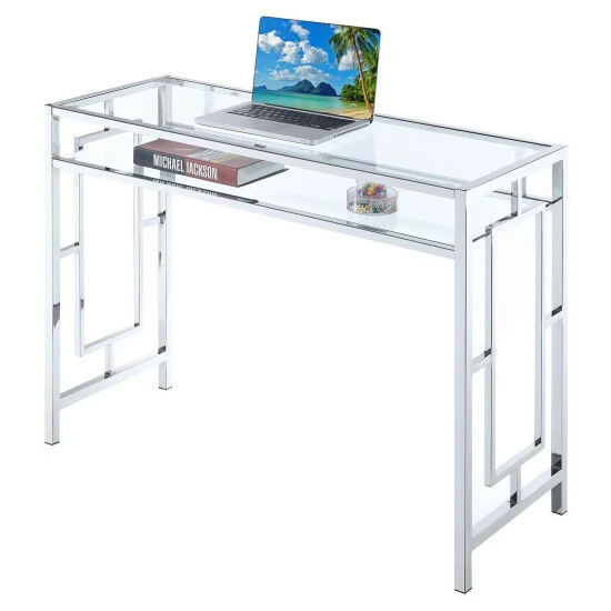 Wholesale đ Silver Orchid Adolfi Square Chrome Desk With Shelf â¤ď¸ - Image 4