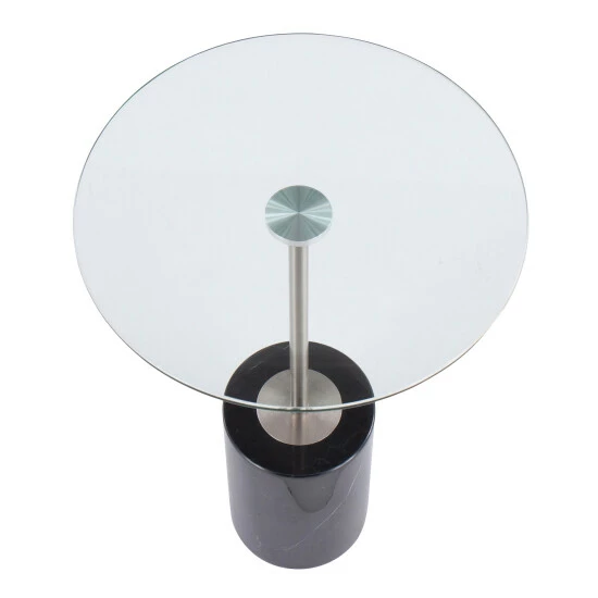 Best Sale đŻ Silver Orchid Symbol Side Table With Black Marble Base Clear Glass/gold Metal đ„ - Image 3