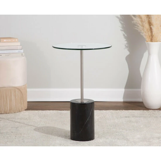 Best Sale đŻ Silver Orchid Symbol Side Table With Black Marble Base Clear Glass/gold Metal đ„ - Image 5