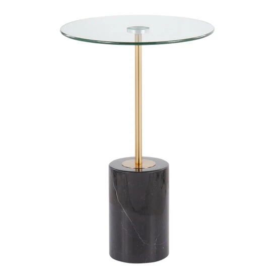 Best Sale đŻ Silver Orchid Symbol Side Table With Black Marble Base Clear Glass/gold Metal đ„ - Image 6
