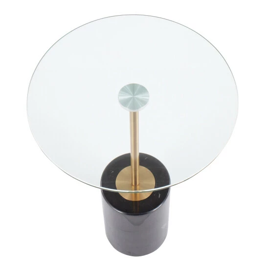 Best Sale đŻ Silver Orchid Symbol Side Table With Black Marble Base Clear Glass/gold Metal đ„ - Image 7