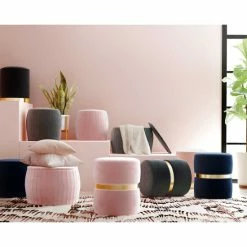 New 😉 Silver Orchid Basquette Blush Velvet Ottoman 🌟