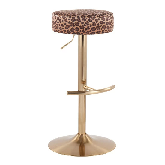 Flash Sale 🤩 Silver Orchid Velvet Esme Adjustable Bar Stool Leopard Print 🥰 - Image 2