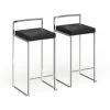 Outlet 😉 Silver Orchid Forrest Stainless Steel Stackable Counter Stool (Set Of 2) Black Faux Leather ✔️