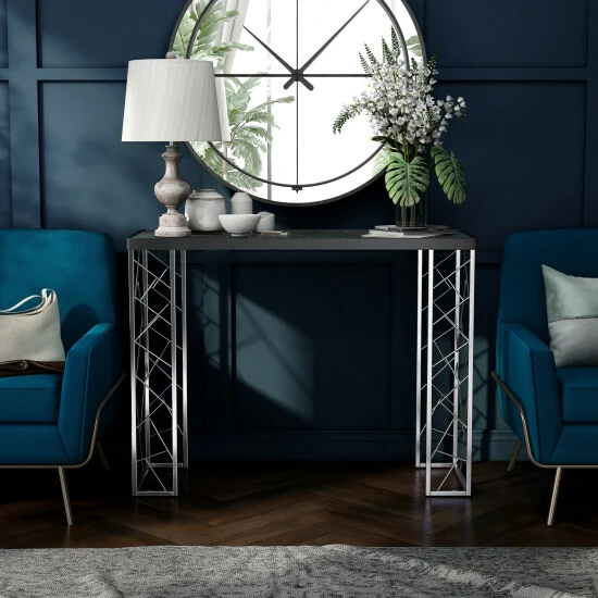 Discount đ Silver Orchid Allison Modern Faux Marble 39-inch Sofa Table đ - Image 2