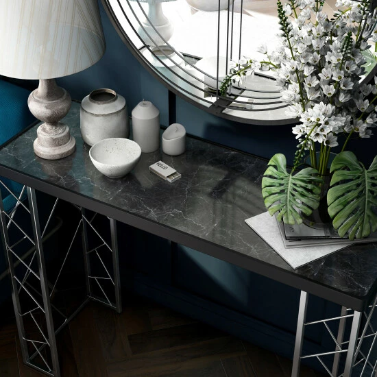 Discount đ Silver Orchid Allison Modern Faux Marble 39-inch Sofa Table đ - Image 3