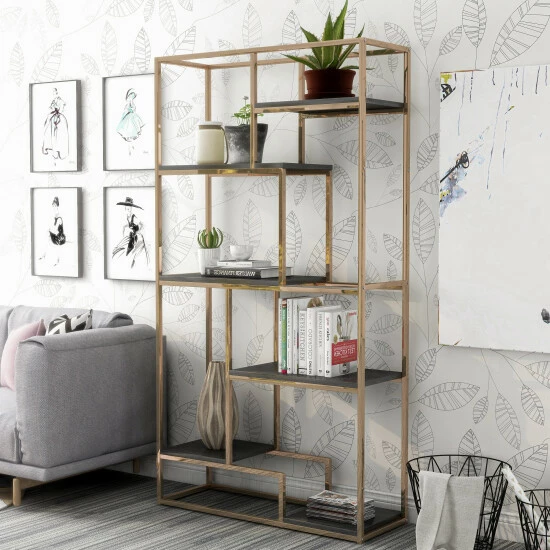 Brand new ๐ Silver Orchid Viby Contemporary 6-shelf Tiered Open Bookcase Chrome ๐ - Image 2