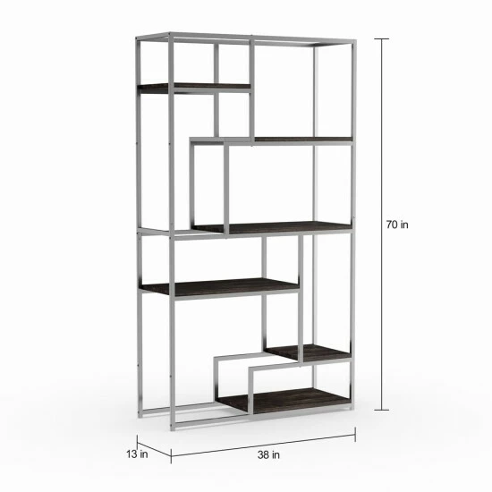 Brand new ๐ Silver Orchid Viby Contemporary 6-shelf Tiered Open Bookcase Chrome ๐ - Image 6