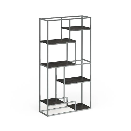 Brand new ๐ Silver Orchid Viby Contemporary 6-shelf Tiered Open Bookcase Chrome ๐ - Image 8