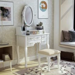 Top 10 😀 Silver Orchid Pontoppidan 2-piece Vanity Table And Stool Set 🥰
