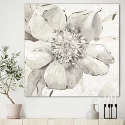 Best Sale ❤️ Silver Orchid 'Indigold Grey Peonies III' Farmhouse Canvas Artwork Print 🎉