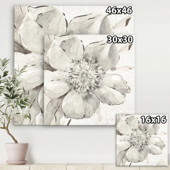 Best Sale โค๏ธ Silver Orchid 'Indigold Grey Peonies III' Farmhouse Canvas Artwork Print ๐ - Image 3